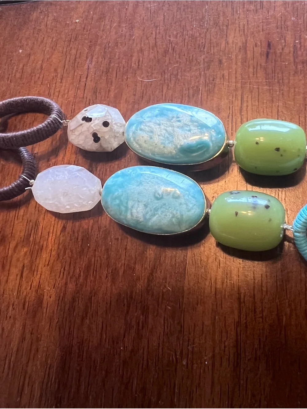 Chicos Turquoise & Lime Bead adjustable Necklace